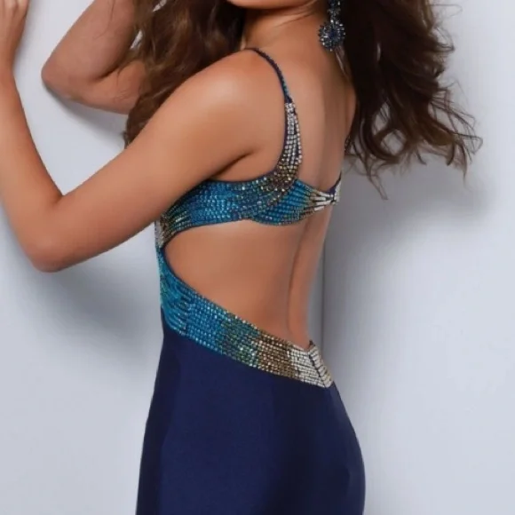 Johnathan Kayne Royal Blue Sequin Prom/Pagenat Dress size 0-2 - Picture 3 of 11